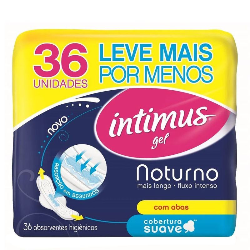 Absorvente Intimus Gel Noturno Suave com Abas 36 un