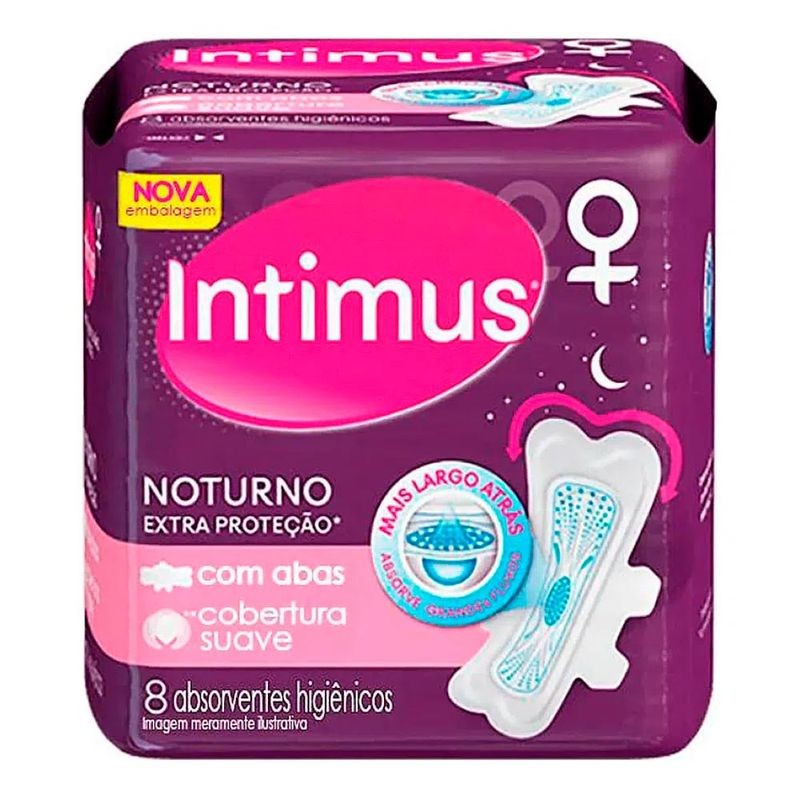 Absorvente Intimus Gel Noturno com Abas Sec 8 un