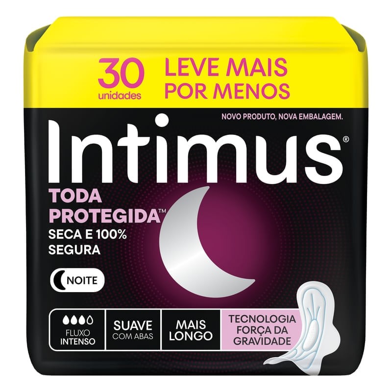 Absorvente Intimus Gel Noturno Suave com Abas 30 un