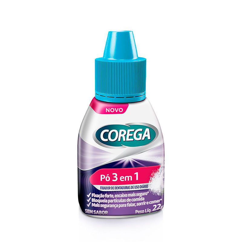 Corega Po Fixador De Dentadura 3EM1 Sem Sabor 22g