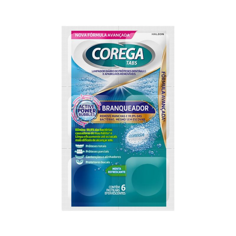 Corega Tabs Branqueador 30 Pastilhas De Limpeza