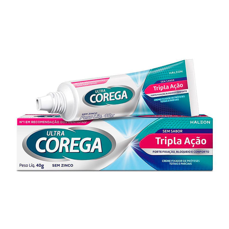 Corega Ultra Tripla Acao Sem Sabor Creme 40g