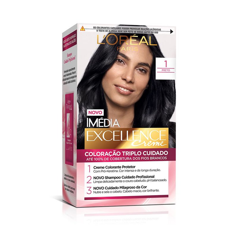 Tintura Capilar Imedia Exceelence Creme Cor 1 Preto