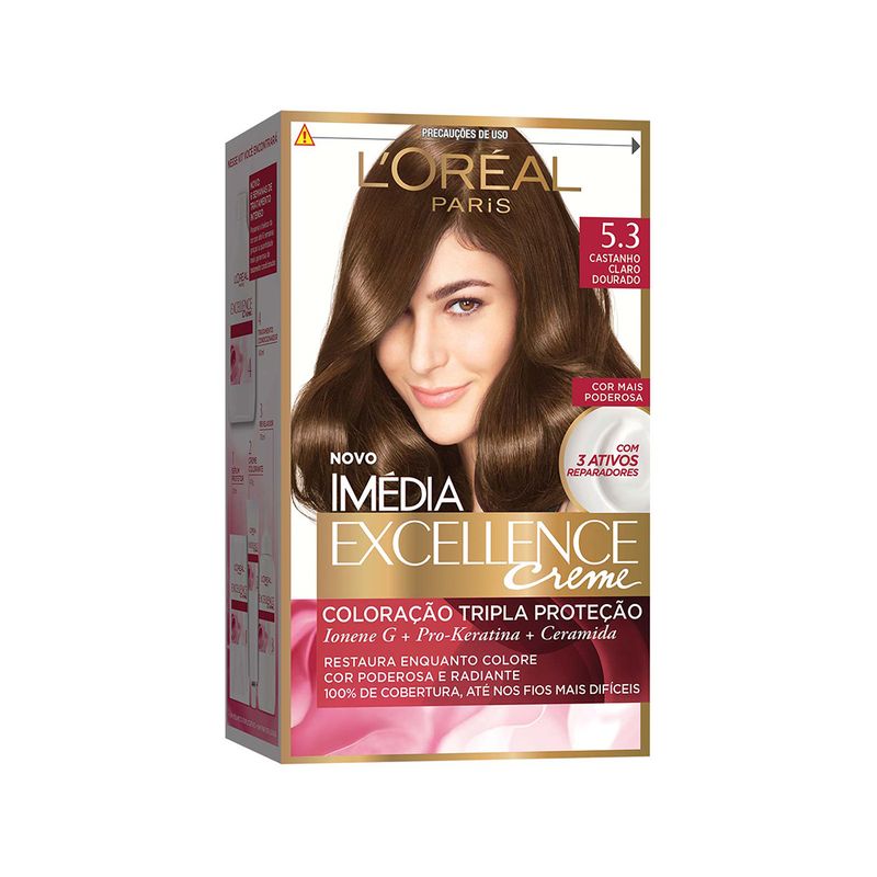 Tintura Capilar Imedia Exceelence Creme Cor 5.3 Castanho Claro Dourado