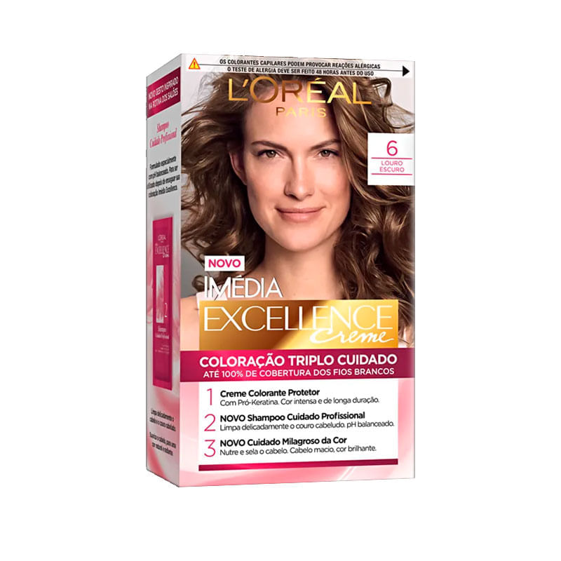 Tintura Capilar Imedia Exceelence Creme Cor 6 Louro Escuro