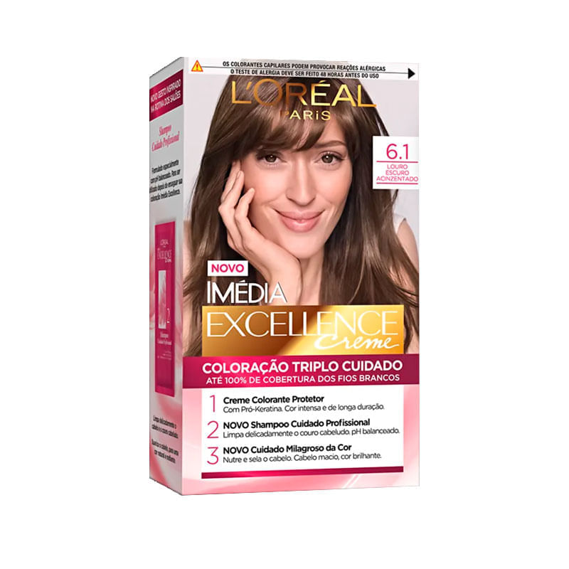 Tintura Capilar Imedia Exceelence Creme Cor 6.1 Louro Escuro Acinzentado