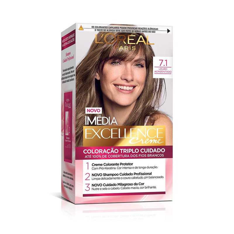 Tintura Capilar Imedia Exceelence Creme Cor 7.1 Louro Acinzentado