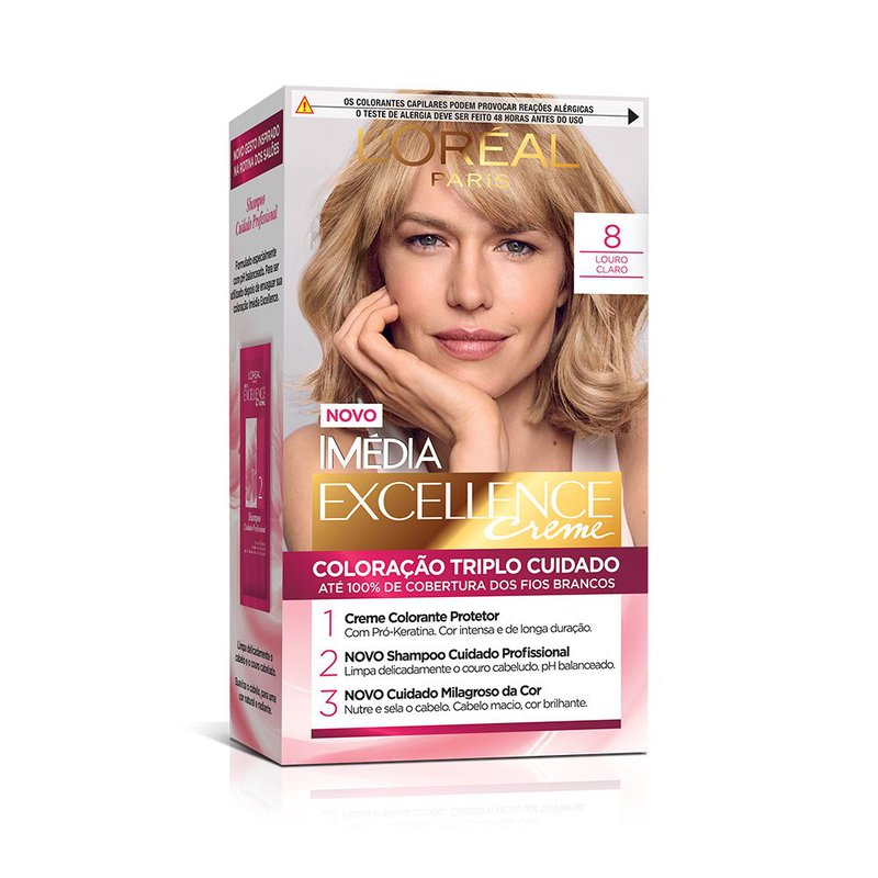 Tintura Capilar Imedia Exceelence Creme Cor 8 Louro Claro