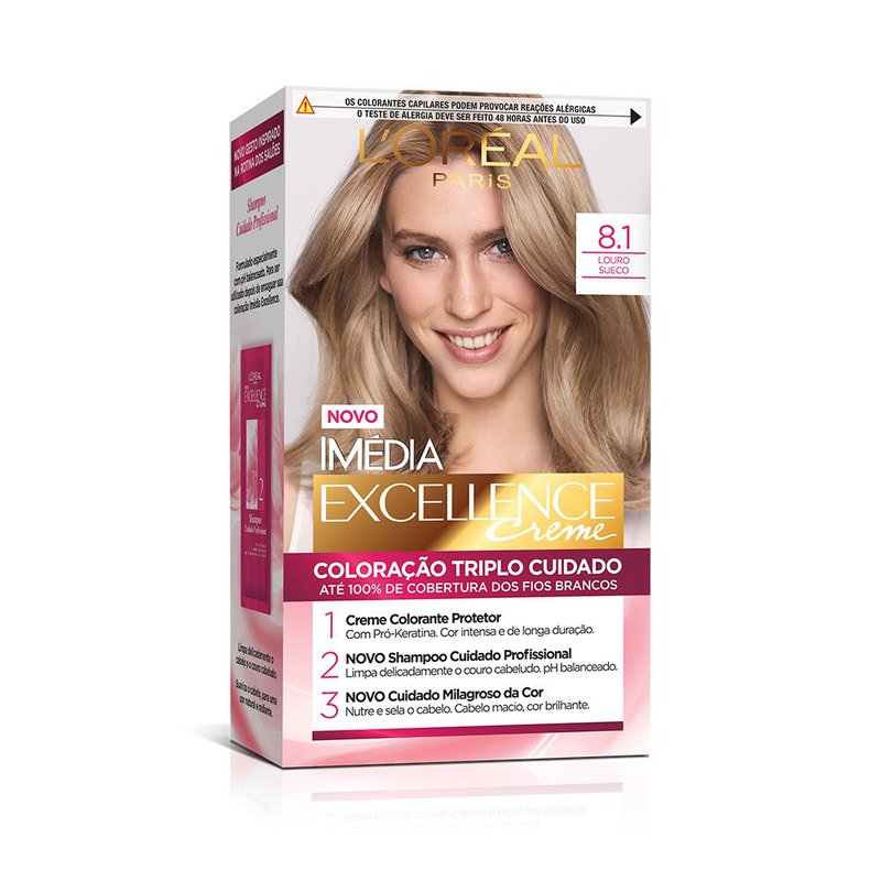 Tintura Capilar Imedia Exceelence Creme Cor 8.1 Louro Sueco