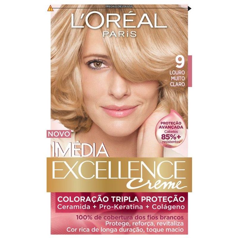 Tintura Capilar Imedia Exceelence Creme Cor 9 Louro Muito Claro