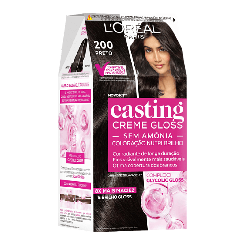 Tintura Capilar Sem Amonia Casting Creme Gloss Cor 200 Preto