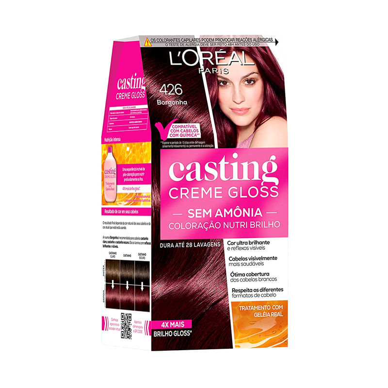 Tintura Capilar Sem Amonia Casting Creme Gloss Cor 426 Borgonha