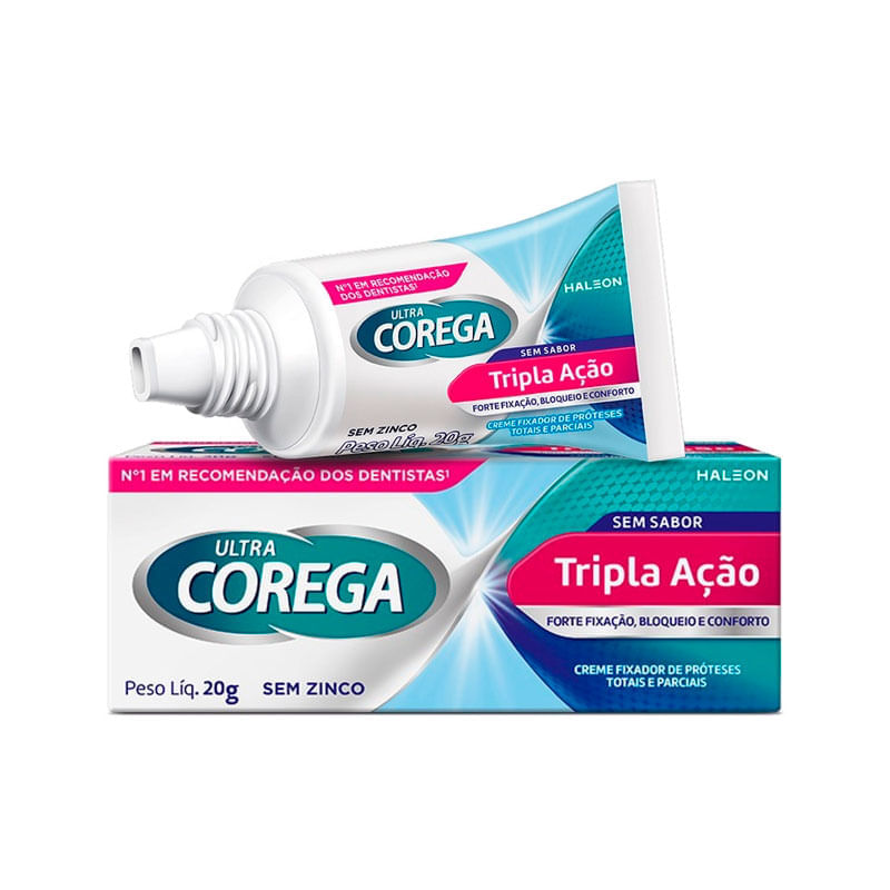 Corega Ultra Fixador De Dentadura Sem Sabor Creme 19g