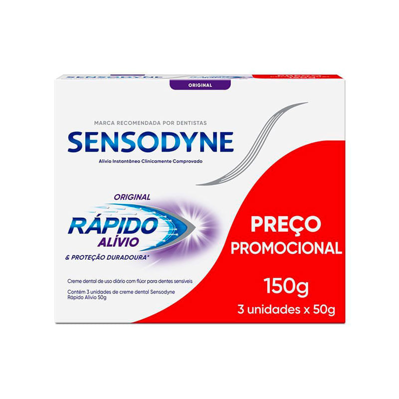 Pack Creme Dental Sensodyne Rapido Alivio & Proteçao Duradoura 50g Leve 3 Pague 2