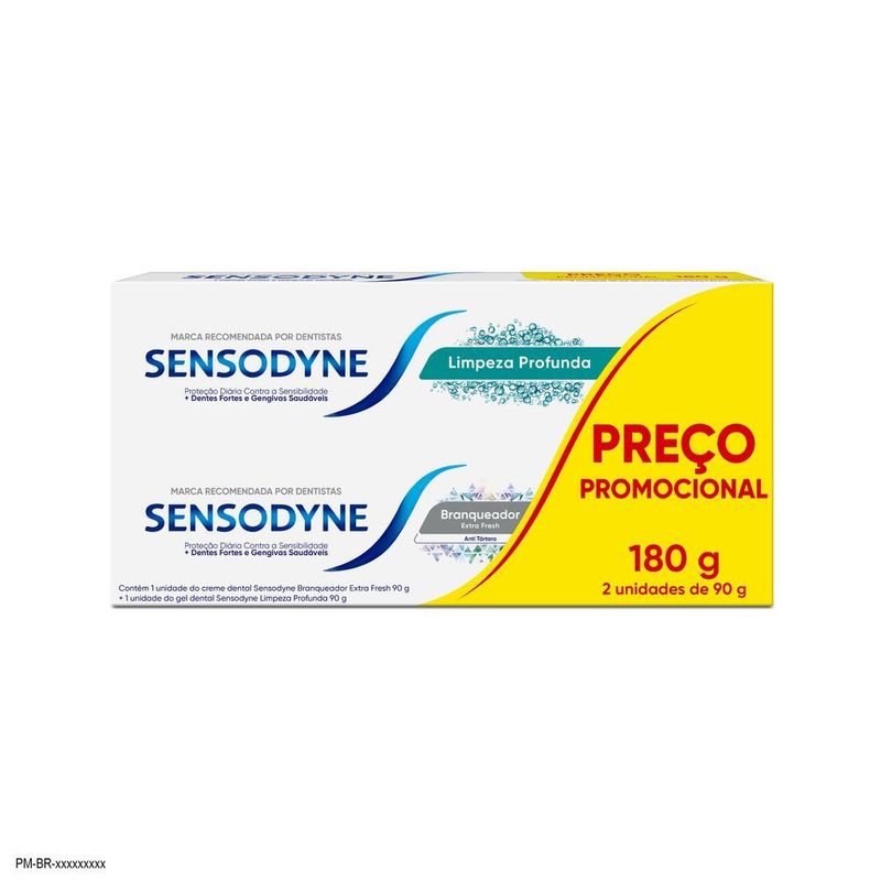 Creme Dental Sensodyne Limp Profunda 90g + Branqueador Extra Fresh 90g