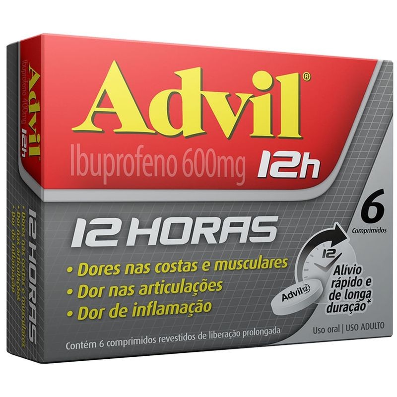 Advil 12h 600mg 6 Comprimidos Liberacao Prolongada
