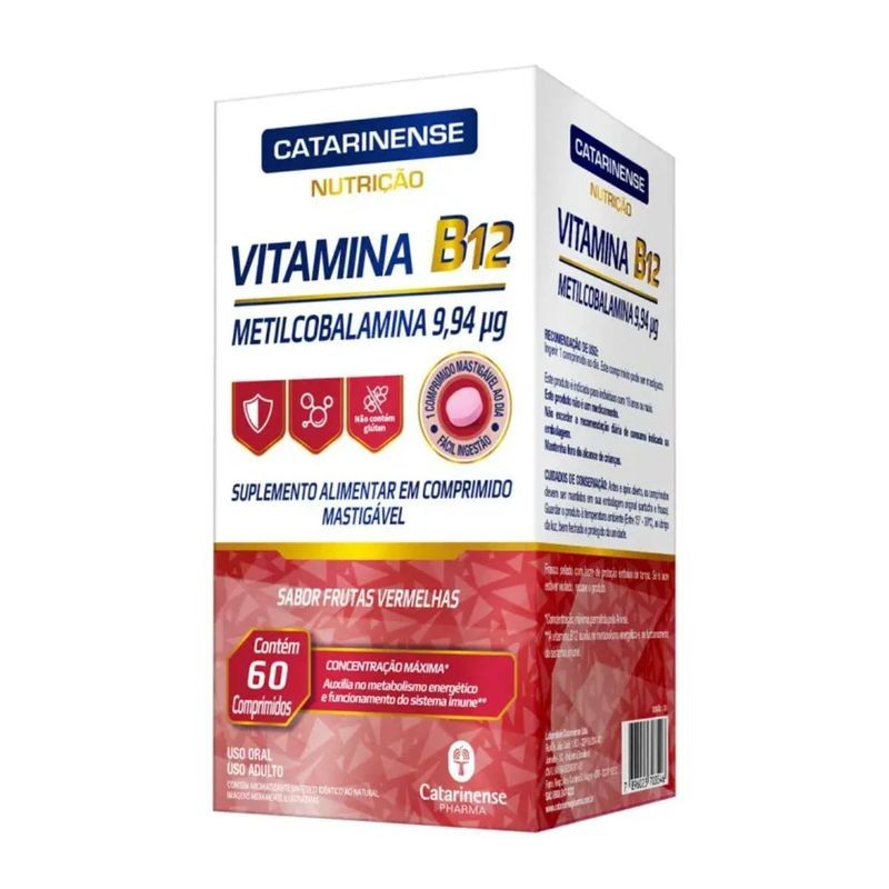 Vitamina B12 Frutas Vermelhas c/60 Comprimidos Mastigaveis