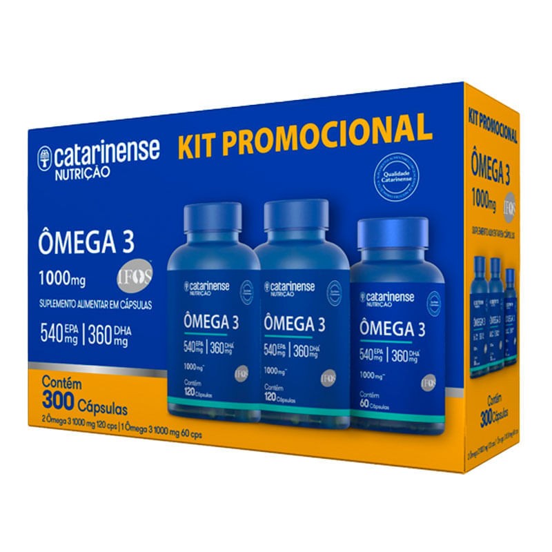 Pack Omega 3 Catarinense c/120 Capsulas + Omega 3 c/60 Capsulas Compre 2 Ganhe + 1