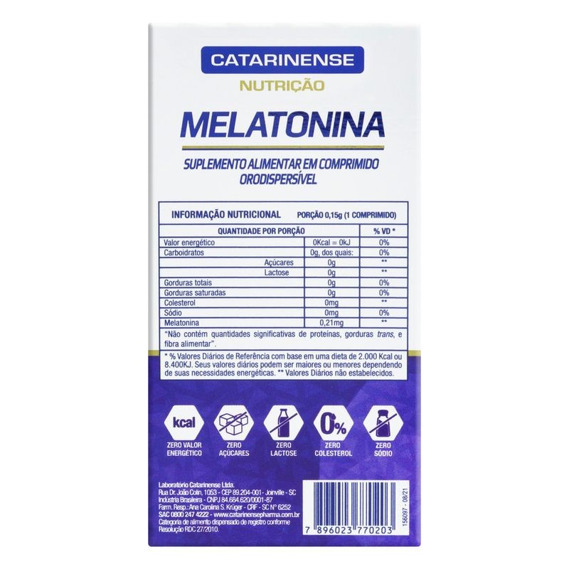 Melatonina 0,21mg c/120 Comprimidos Rev Cat