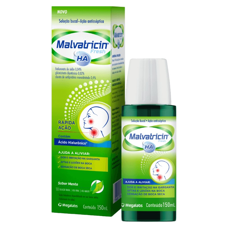 Malvatricin HA Fresh Solucao Bucal Menta 150ml