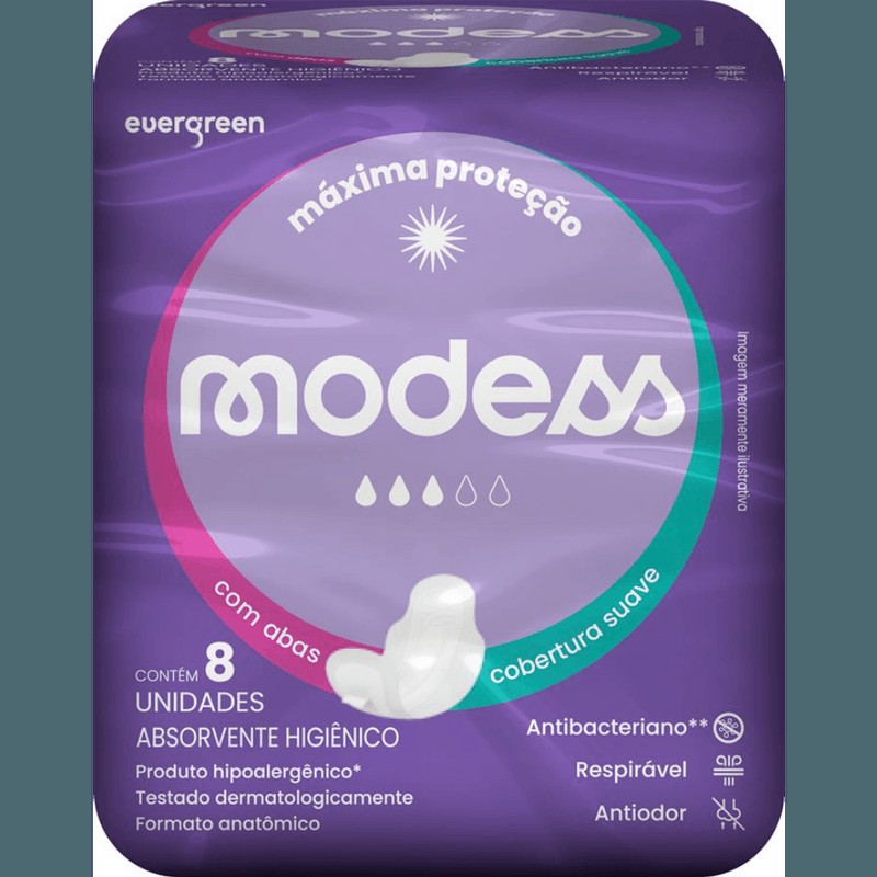 Absorvente Modess 8 un Suave com Abas
