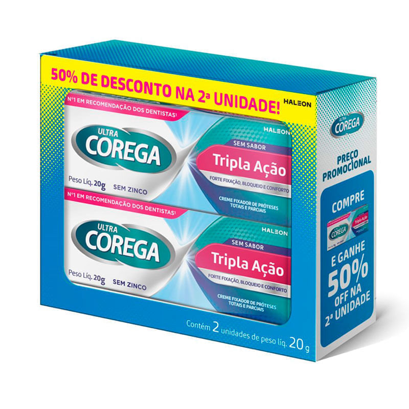 Promopack Ultra Corega Tripla Acao Com 2 Unidades 20g