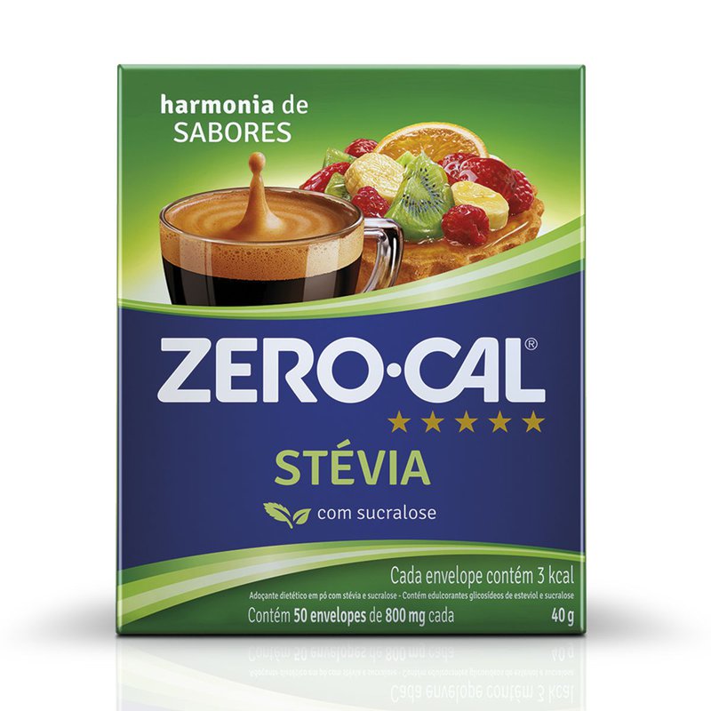Adocante Zero-cal Stevia Pó Com 50 Envelopes