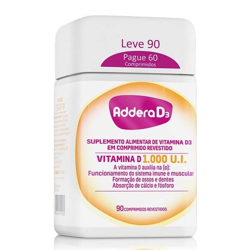 Addera D3 1.000UI Frasco c/90 Comprimidos