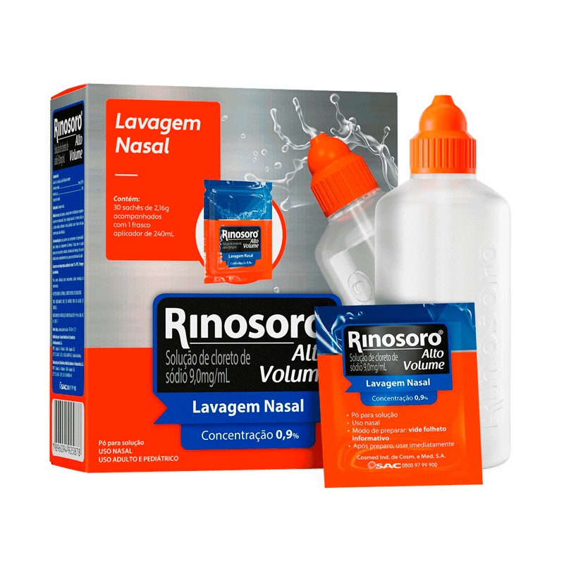 Rinosoro Po c/30 Saches + Frasco Aplicador Alto Volume 0.9% 250ml