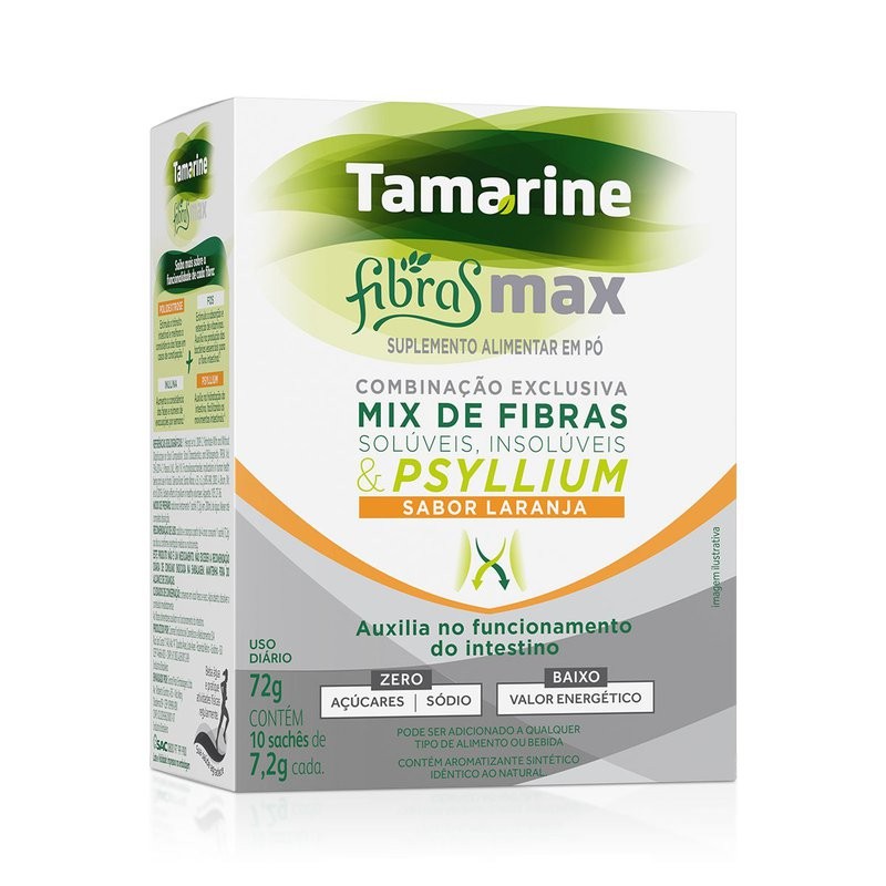 Tamarine Fibras Max Em Po Sabor Laranja c/10 Saches Com 6,5g Cada