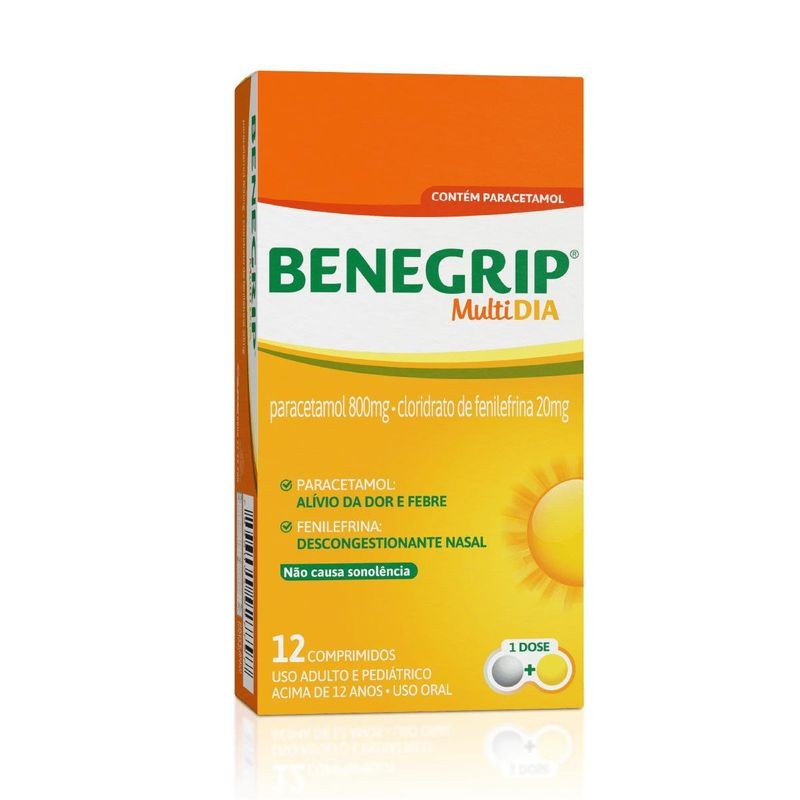 Benegrip Multi Dia Com 12 Comprimidos