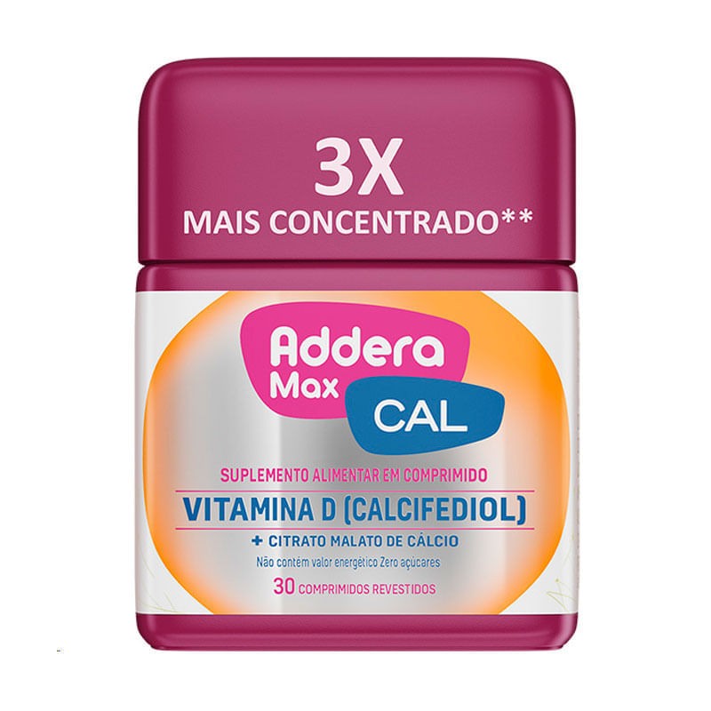Suplemento Addera Max Cal Frasco 30 Comprimidos Revestidos