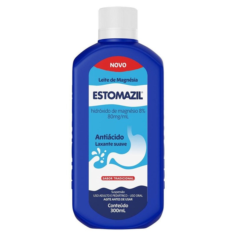Leite De Magnesia 80mg/ml 8% Tradicional Estomazil Frasco 300ml Suspensao