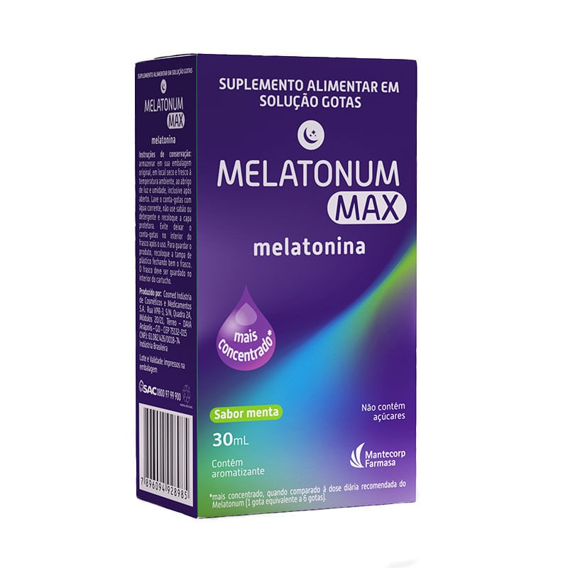 Melatonina 0,21mg Menta Melatonum Max 30ml Solucao Gotas