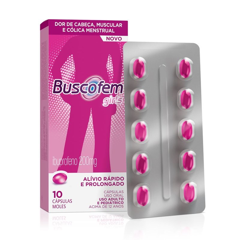 Buscofem 200mg Girls Caixa 10 Capsulas Moles