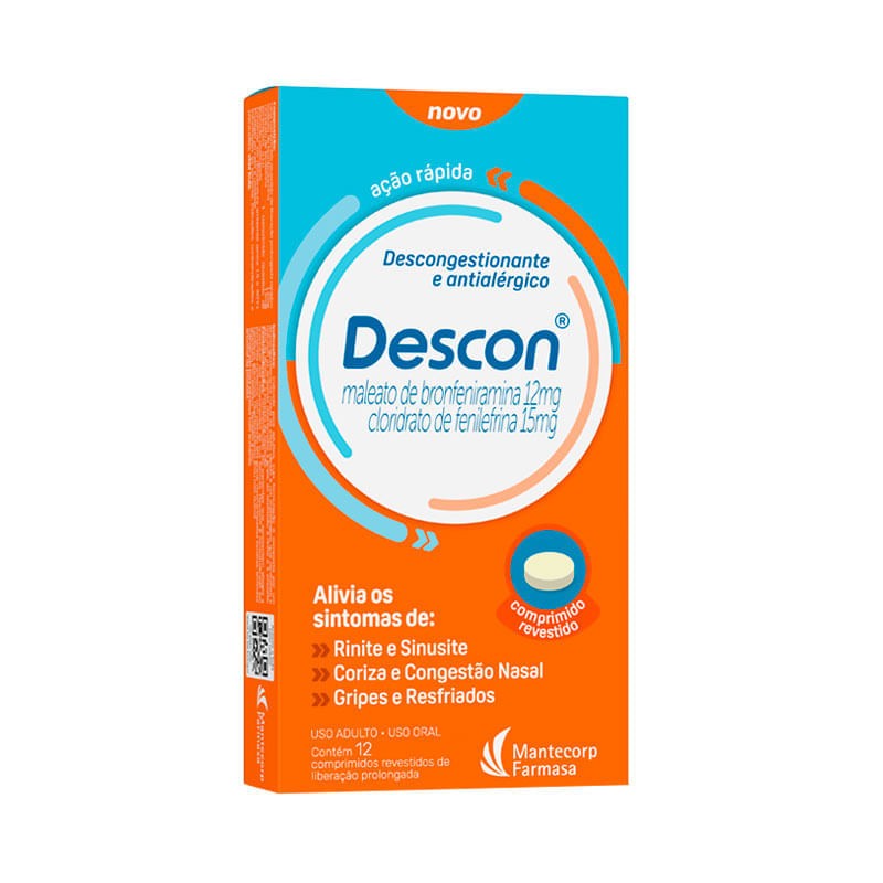 Descongestionante E Antialergico Descon 12mg + 15mg 12 Comprimidos Revestidos De Liberacao Prolongad
