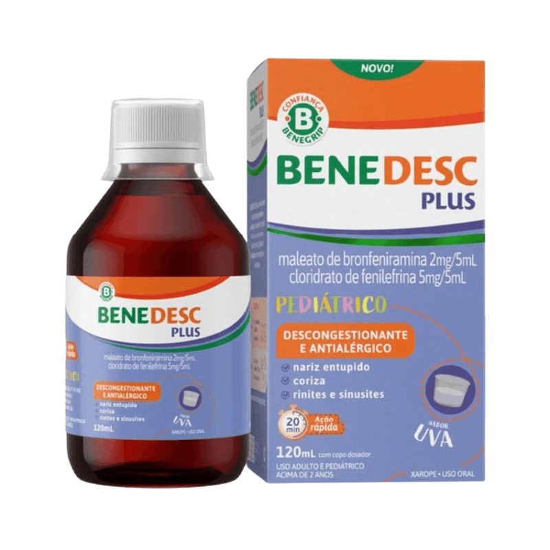 Benedesc Plus Maleato De Bronfeniramina 2mg + Cloridrato De Fenilefrina 5mg Xarope 120ml