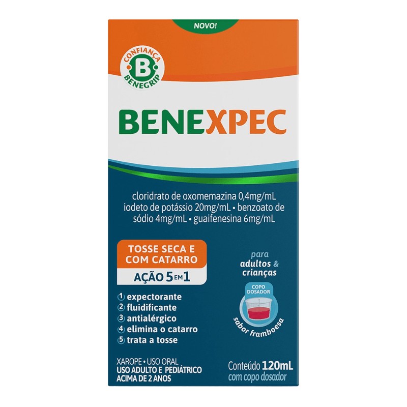 Benexpec Xarope Sabor Framboesa 120ml + Copo Dosador