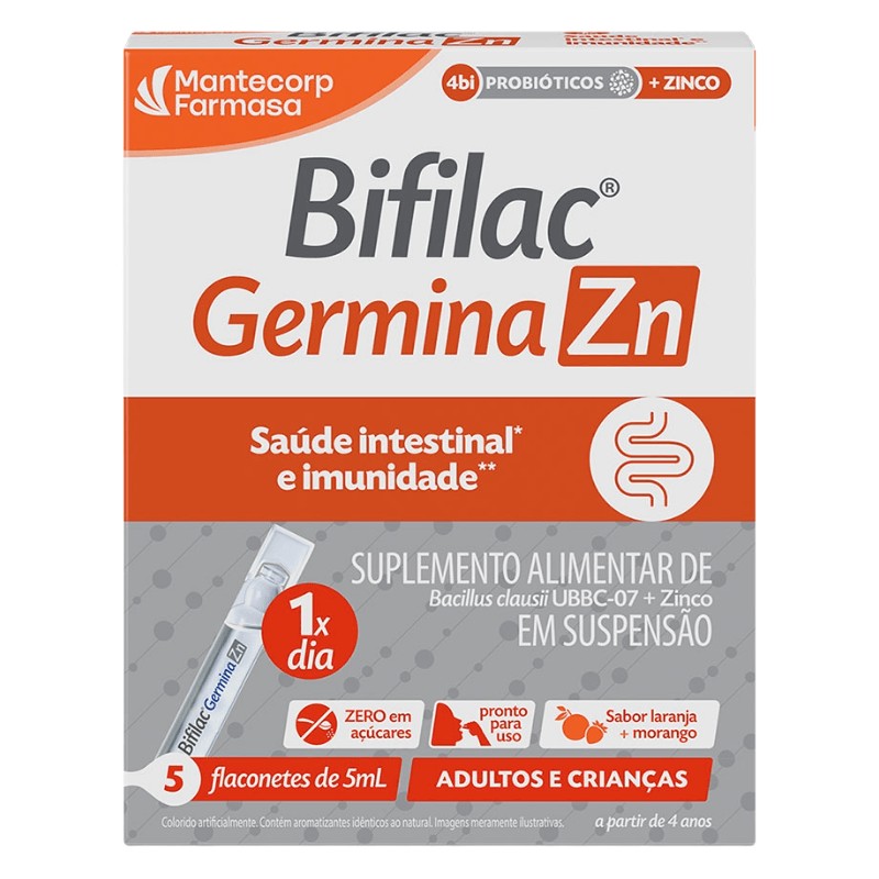 Bifilac Germina 4bi Sabor Laranja Morango c/5 Flaconetes 5ml