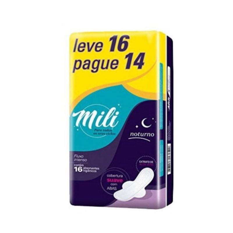 Absorvente Noturno Suave 16 un com Abas Mili