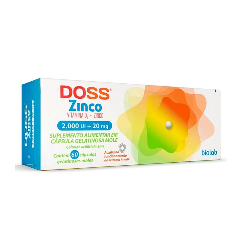 Vitamina D 2.000UI + Zinco 20mg Doss Zinco c/60 Capsulas