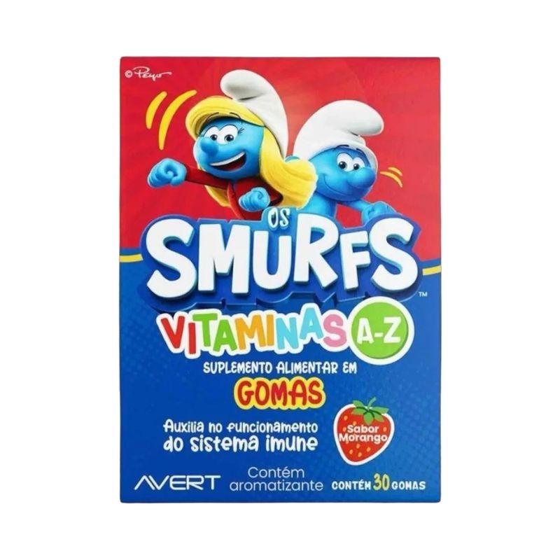Smurfs Vitamina Infantil Sabor Morango A-z c/30 Gomas