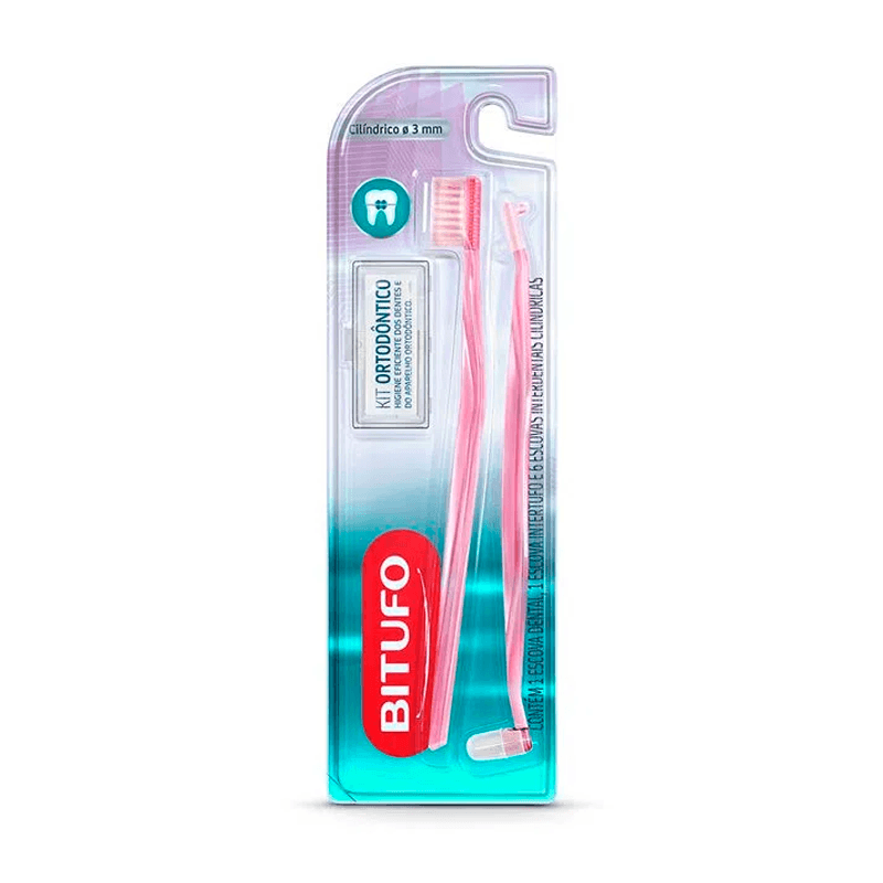Kit Bitufo 1 Escova Dental + 6 Escovas Interdentais Cilindricas 3mm