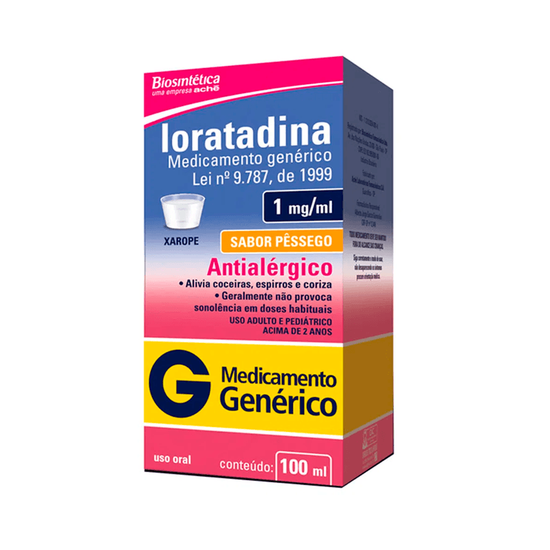 Loratadina 1mg xarope 100ml Biosintética