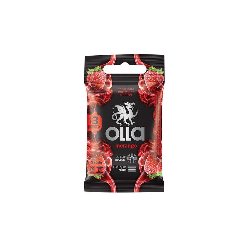 Preservativo Olla Morango 3 Unidades