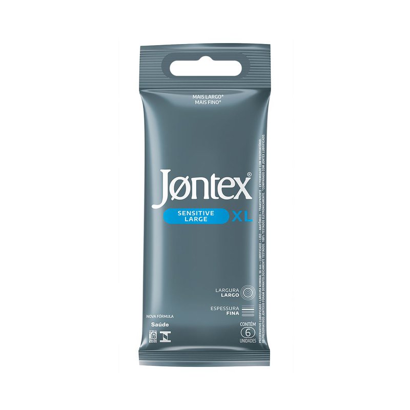 Preservativo Masculino Lubrificado Sensitive Jontex Xl Pacote 6 Unidades