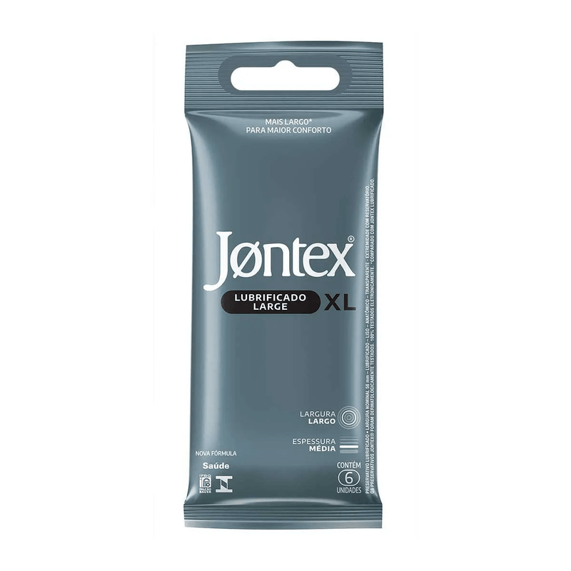 Preservativo Masculino Lubrificado Jontex Xl Pacote 6 Unidades