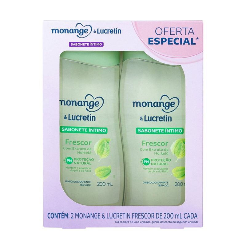 Pack Sabonete Liquido Intimo Frescor Com Extrato De Hortela Monange Amp