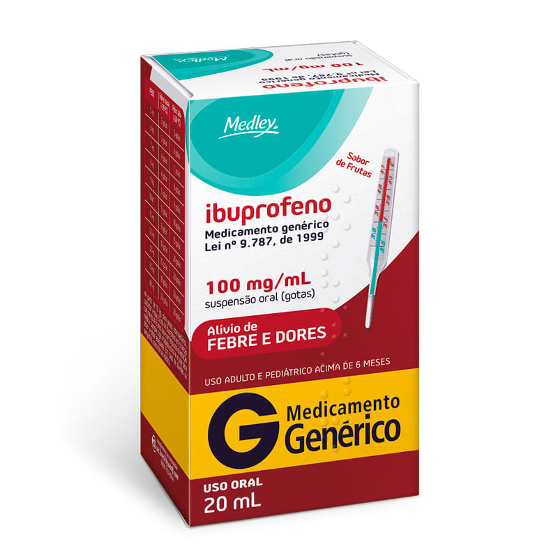 Ibuprofeno 100mg solução 20ml Medley