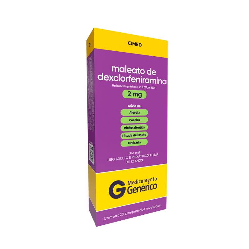 Maleato de Dexclorfeniramina 2mg 20 comprimidos Cimed
